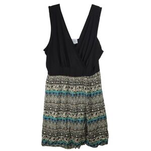 Promises Promises Black Boho Print Wrap Dress Size 2X